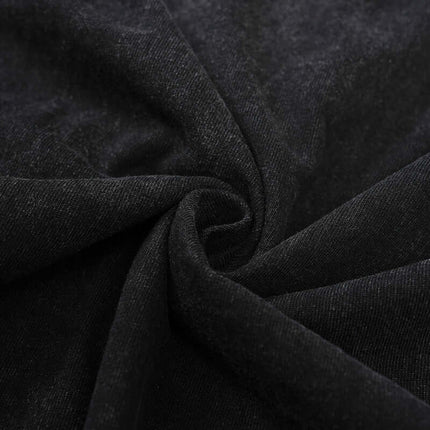 Soft black fabric swirl, highlighting the material for the Oversized Printed Sleeveless Tank Top.