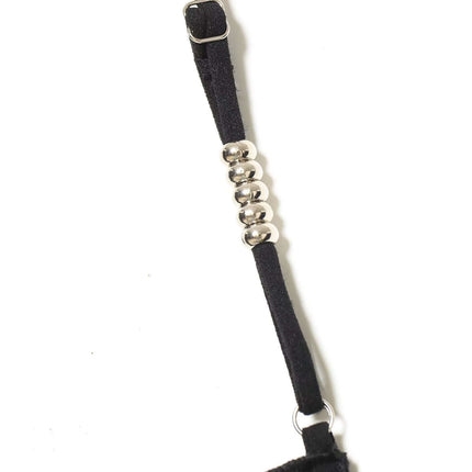 Black strap with silver beads detail for a stylish accessory.