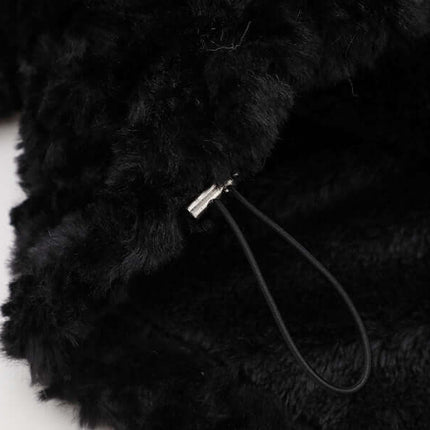 Close-up of the soft fabric and drawstring detail of the Hooded Lamb Wool Cotton Winter Coat.