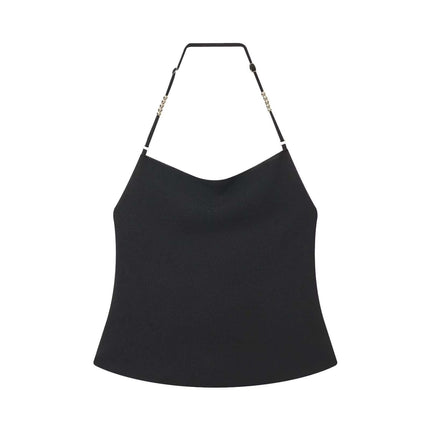 Round Neck Knit Top – Slim Fit in classic solid black with elegant design and unique texture.