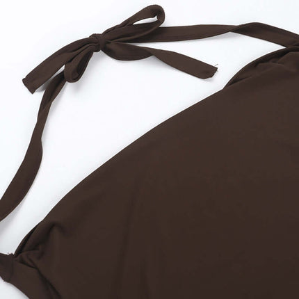 Suspender Halter Vest – Slim Fit in rich brown fabric with adjustable ties for a comfortable fit.
