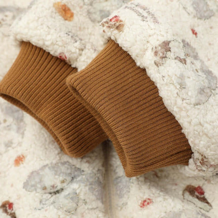 Close-up of the cuffs on the Bunny Ears Hooded Coat – Loose Fit, showcasing cozy fabric details.