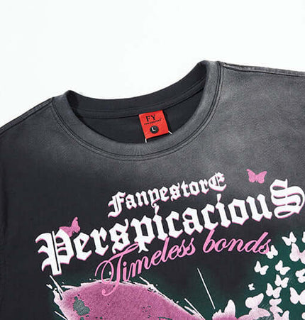 Butterfly Print Tank Top - Loose Fit, sleeveless black top with vintage butterfly print and bold graphic design.