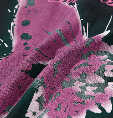 Butterfly Print Tank Top - Loose Fit fabric close-up showcasing vibrant butterfly print design on soft material.