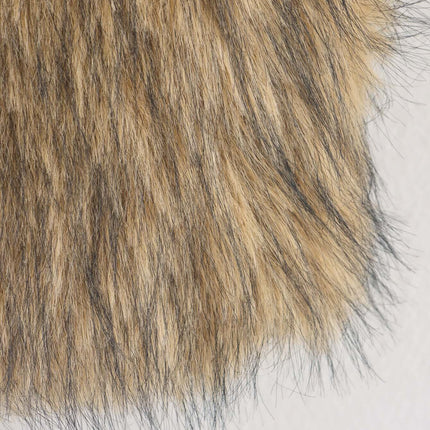 Camel Shearling Zipper Jacket – Regular Fit close-up of soft shearling fabric texture