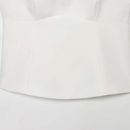 Casual Bow Detail Strap Top – Slim Fit in solid white color with stylish bow detail and slim fit silhouette.