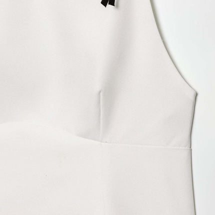 Casual Bow Detail Strap Top – Slim Fit close-up showing the solid white fabric and bow detail.