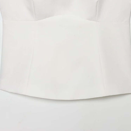 Casual Bow Detail Strap Top – Slim Fit - white women's fashion top with clean lines and elegant design