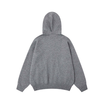 Casual Solid Color Tracksuit Set gray hoodie back view showing soft fabric and comfortable fit.