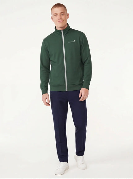 Model wearing track jacket by Grozavu