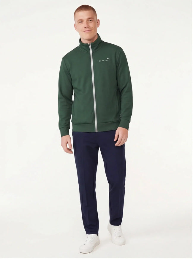 Model wearing track jacket by Grozavu