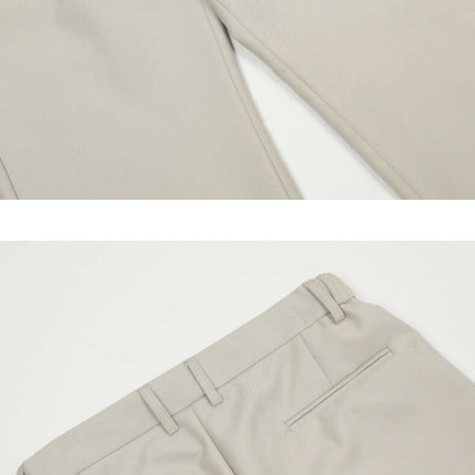 Classic Straight Pants – Slimming Fit in beige with a modern straight-leg cut and wrinkle-free finish.