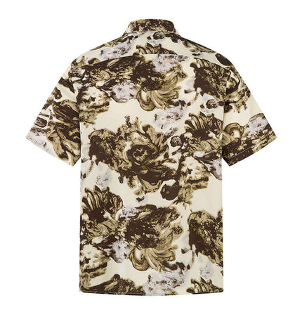 Color Block Beach Shirt – Loose Fit back view with bold floral print and classic collar design.
