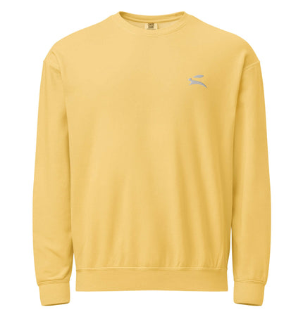 Comfort Colors 1466 Lightweight Crewneck in yellow with seamless body and ribbed collar, perfect for year-round layering.
