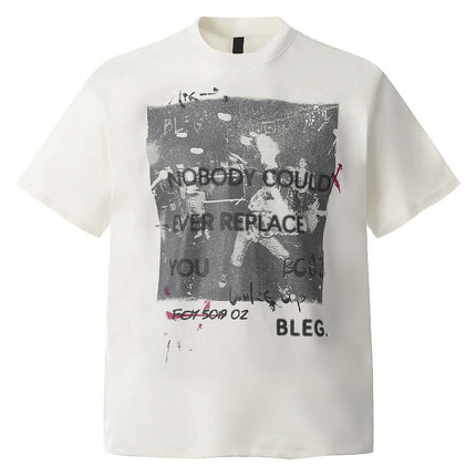 Creative Letter Print TShirt – Clean Fit featuring a unique graphic design on a loose-fitting tee.