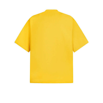 Creative Letter Print TShirt – Loose Fit in yellow, showcasing the back view of a relaxed oversized tee.