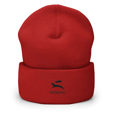 Cuffed Beanie in bright red featuring embroidered logo, a snug and stylish accessory for any wardrobe.