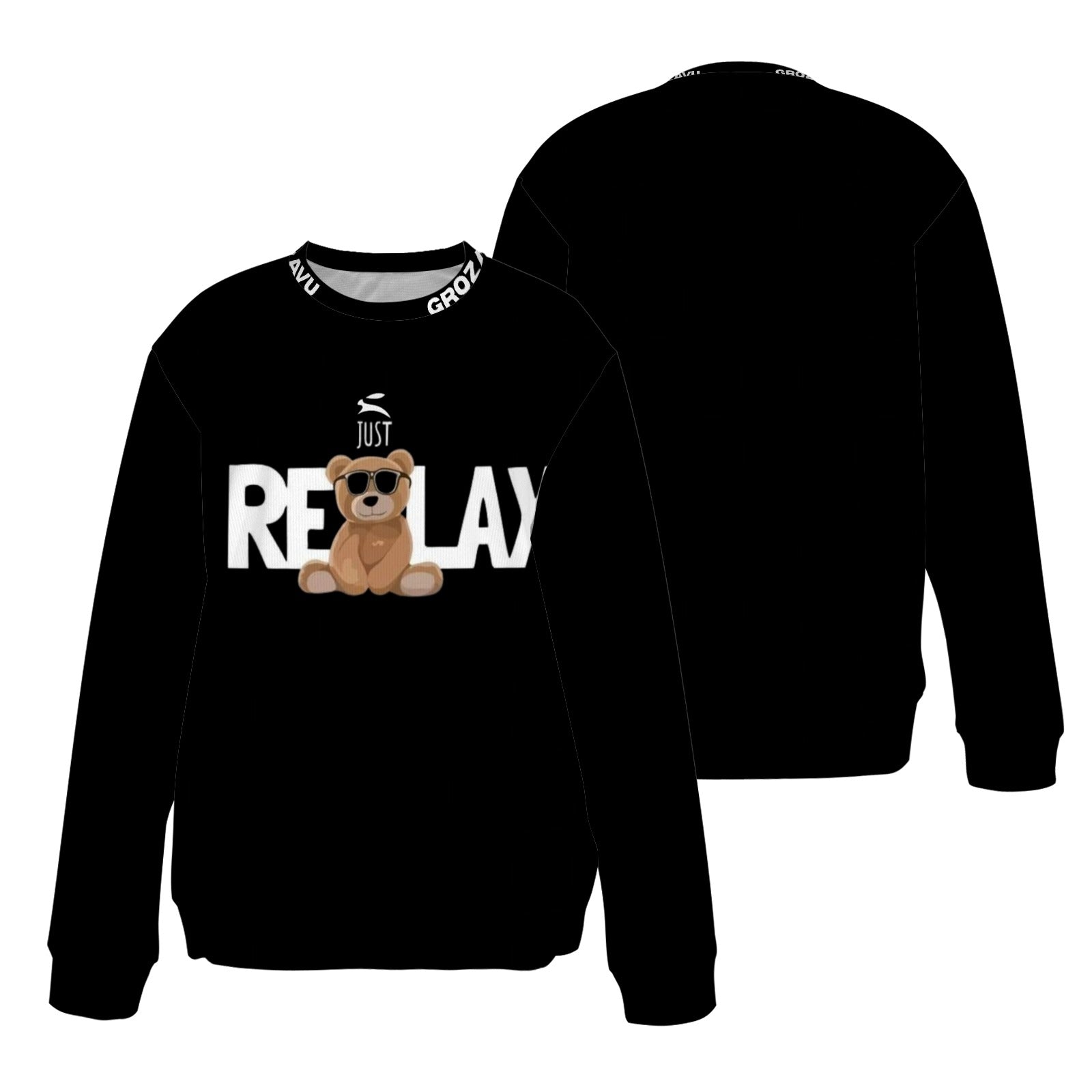 Black Slogan Sweater – Grozavu Relax Edition