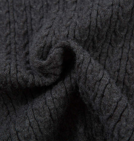 Polo Collar Knit Pullover Sweater – Fitted fabric texture in charcoal gray, showcasing a soft and breathable blend.