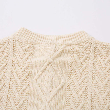 Back view of a Diamond Pattern Jacquard Knit Sweater showcasing its intricate knit design and collar.