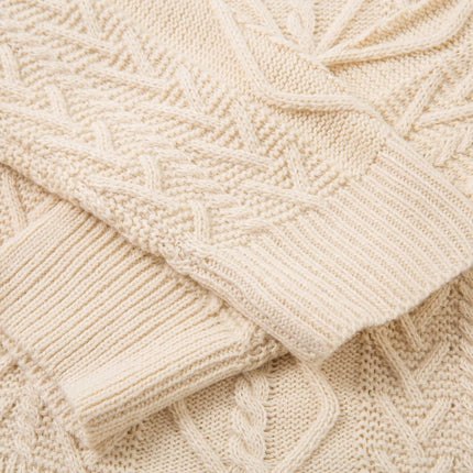 Diamond Pattern Jacquard Knit Sweater close-up showcasing intricate knit details and soft texture.