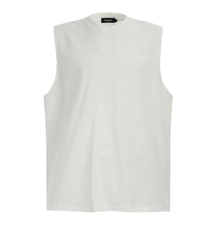 Distressed Sport Tank Top – Loose Fit in white with subtle ripped details for a modern, casual look.