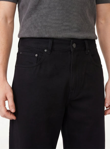 Close-up of Black black basic jeans fabric