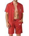 Grozavu Men’s Peach Skin Shirt & Shorts Set