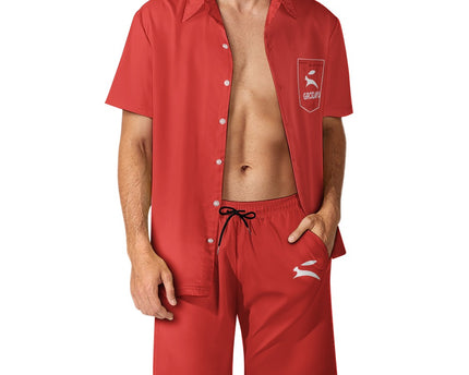 Peach-Skin Shirt & Shorts Set