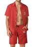 Grozavu Men’s Peach Skin Shirt & Shorts Set