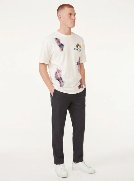 Back view of Black applique badge graphic tee by Grozavu