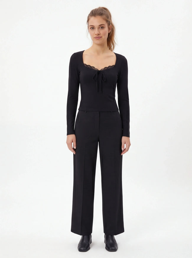 Essential Fit Lace Solid Color Slim Shirt