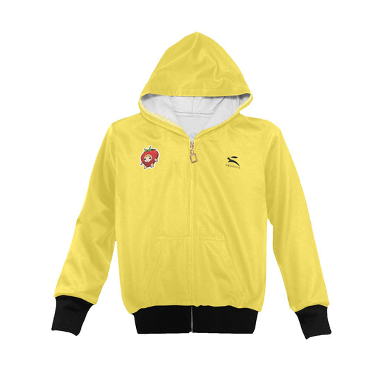 Sweat à capuche zippé jaune pour filles – Grozavu Bright Edition