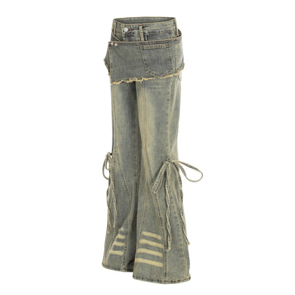 Flared Denim Style Casual Pants featuring a flared leg cut and denim-inspired design for trendy streetwear looks.