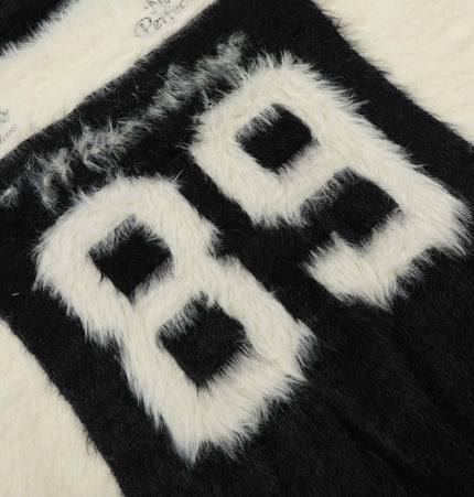 Fleece Letter Pullover Sweater – Loose Fit featuring black and white fur texture and bold graphic number 89.