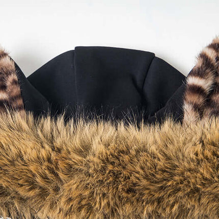 Fleece Lined Leopard Ears Hoodie featuring playful leopard ears and soft faux fur detail.