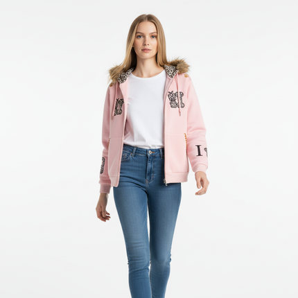 Fleece Lined Leopard Ears Hoodie