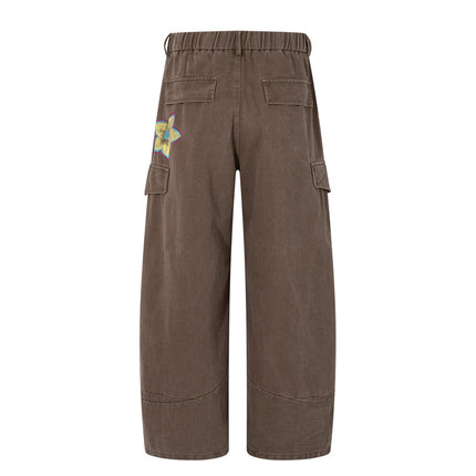 Pantalons en denim cargo imprimés graffiti