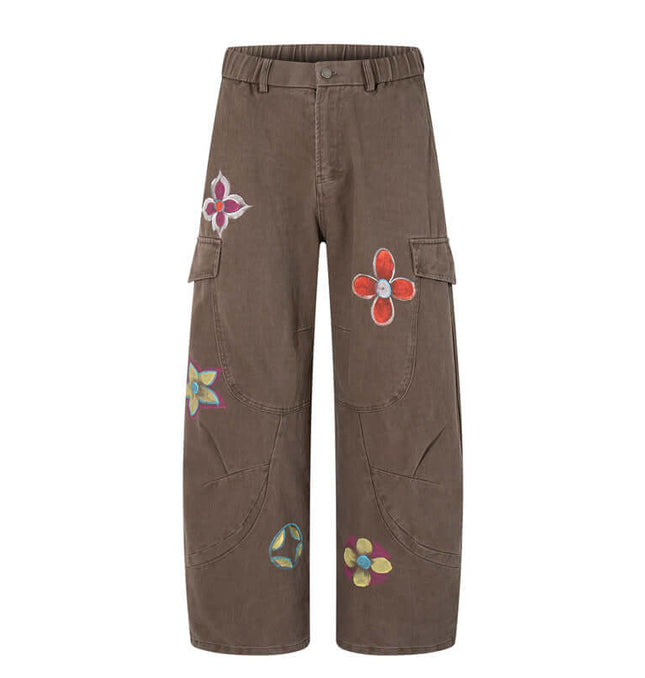 Pantalones de mezclilla cargo impresos con graffiti