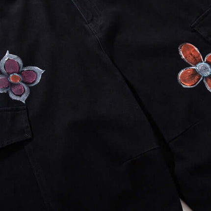 Pantalons en denim cargo imprimés graffiti