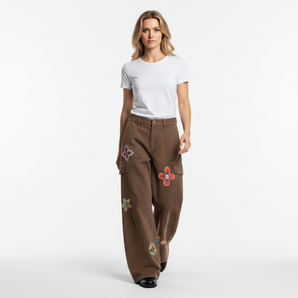 Graffiti Printed Cargo Denim Pants