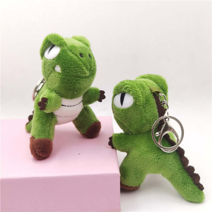 Green Dinosaur Plush Keychain - Cute cartoon-style accessory with playful design, perfect for bags or keys.