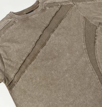 Retro Washed Deconstructed TShirt in vintage-style, featuring a unique distressed design and raw edges.