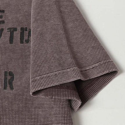 Retro Waffle Washed Cotton TShirt with textured waffle-knit surface and relaxed loose fit