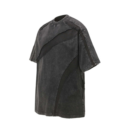 Retro Washed Deconstructed TShirt featuring a vintage distressed look and a relaxed fit for men.
