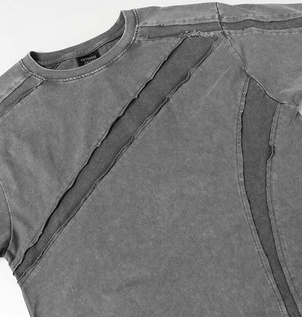 Retro Washed Deconstructed TShirt featuring a unique stitched design and distressed detailing.