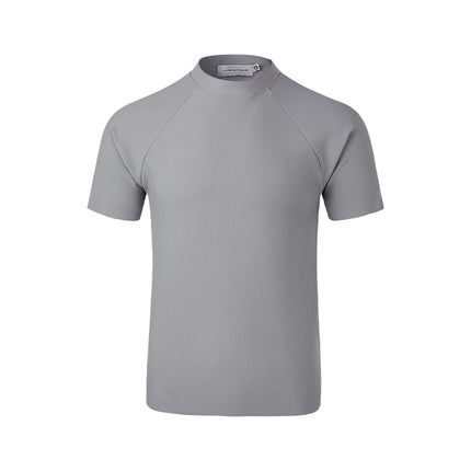 Seamless Jacquard TShirt – Loose Fit in gray color with short sleeves and a round neckline.