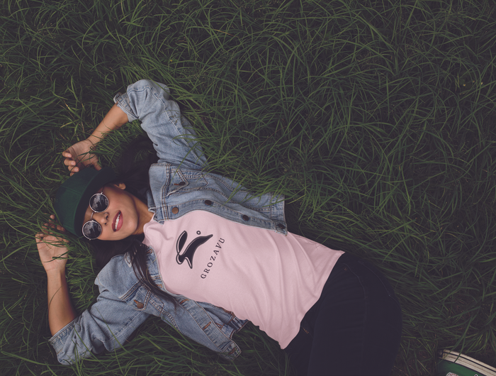 Women's cotton logo t-shirt by Grozavu – light, edgy, and sustainable for hot summer days.