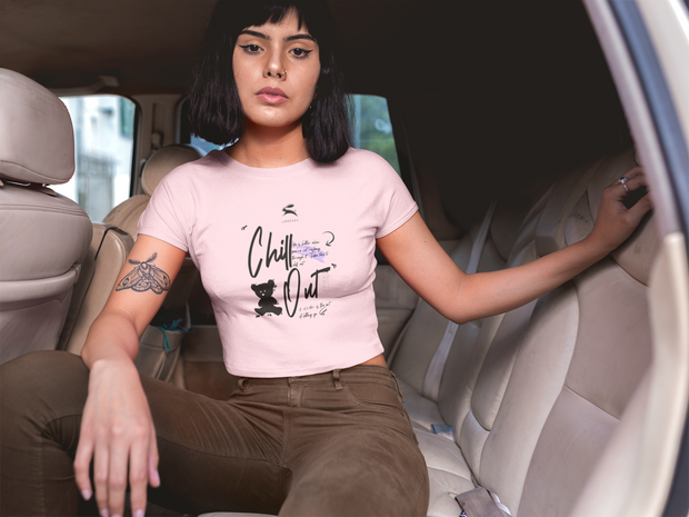 Model posing in Grozavu oversized tee styled with cargo pants