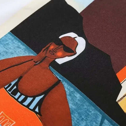 Cotton TShirt with Oil Painting Print featuring a unique artistic graphic design of a woman.